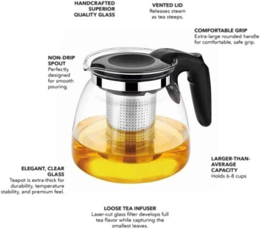 стаклен бокал со филтер за чај 1100ml - staklen bokal so filter za chaj 1100ml - staklen bokal so filter za caj 1100ml - Слика 3